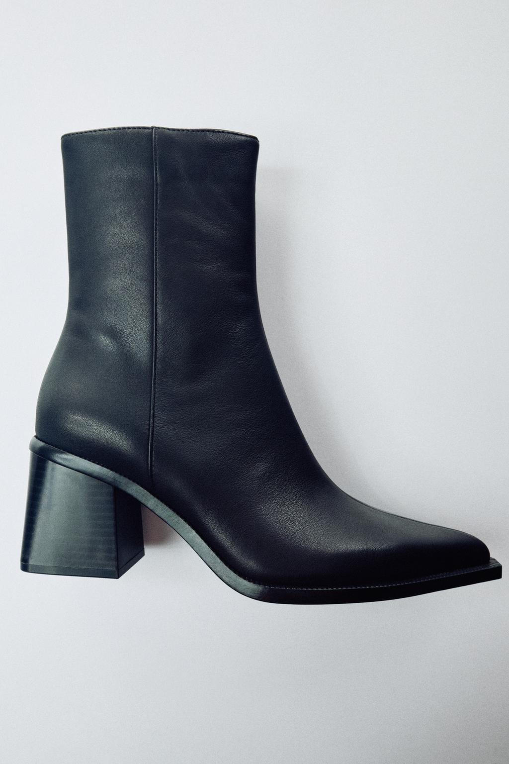 LEATHER HEELED ANKLE BOOT