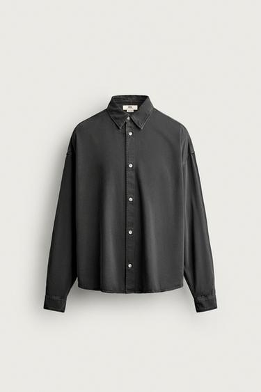 CAMISA BOXY FIT ALGODÓN - LYOCELL - Gris de Zara