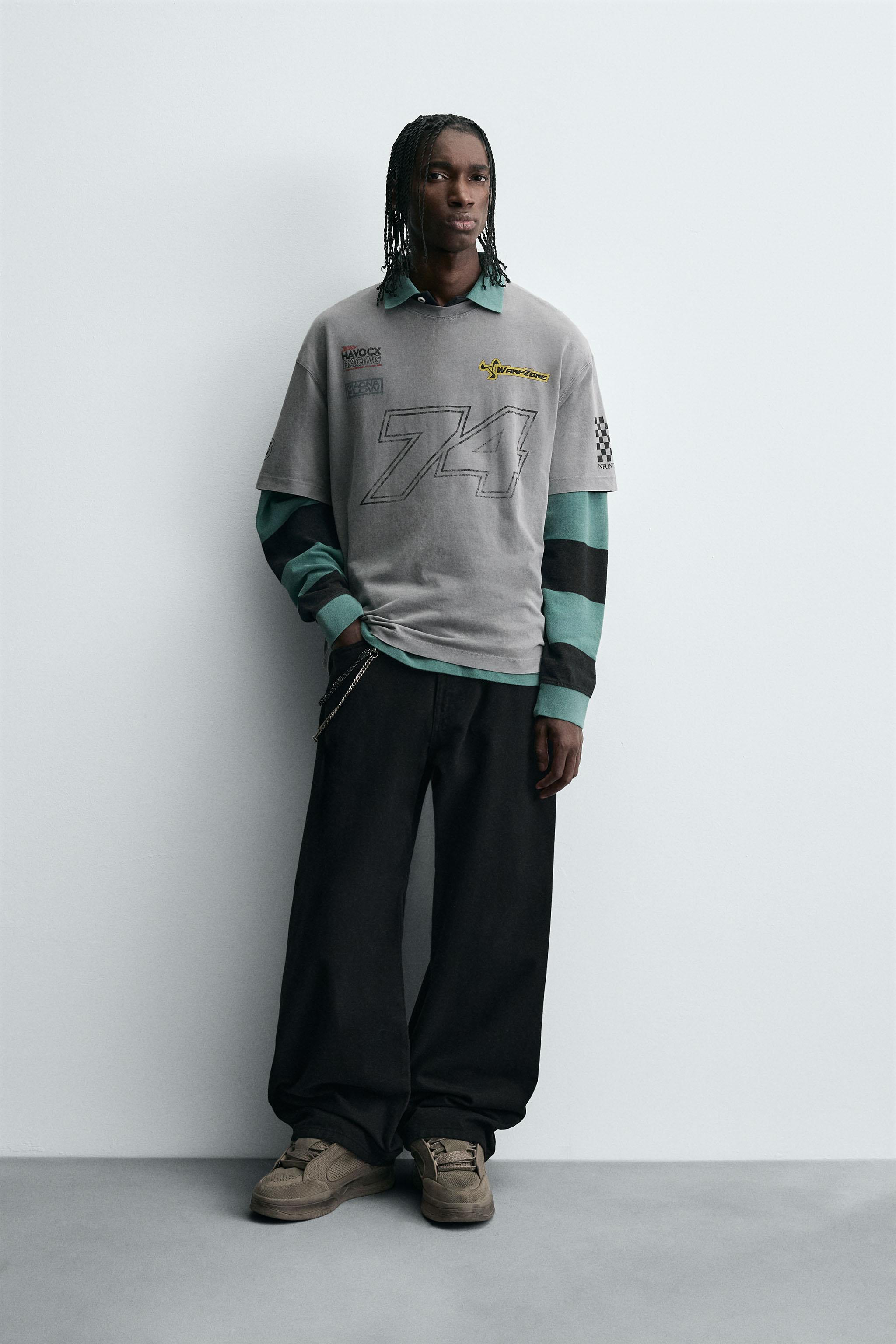 ★ドイツ発*ZARA*新作*ボクシーフィットTシャツ/GREY MARL★ ボクシーフィット チェック柄シャツ - ブルー | ZARA Japan / 日本