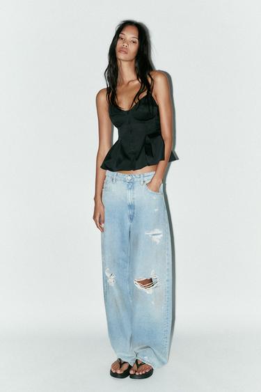 PLEATED POPLIN TOP - Black by Zara