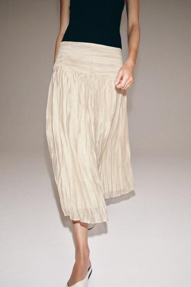 JUPE MIDI DRAPÉE ZW COLLECTION - Beige de Zara - Image 3