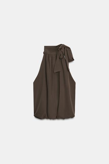 TOP HALTER LAZO - Marrón / Topo de Zara - Imagen 0