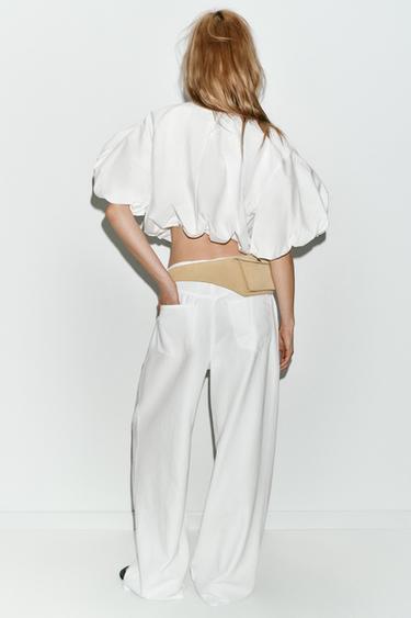 POPLIN BALLOON SLEEVE TOP - White by Zara - Image 6