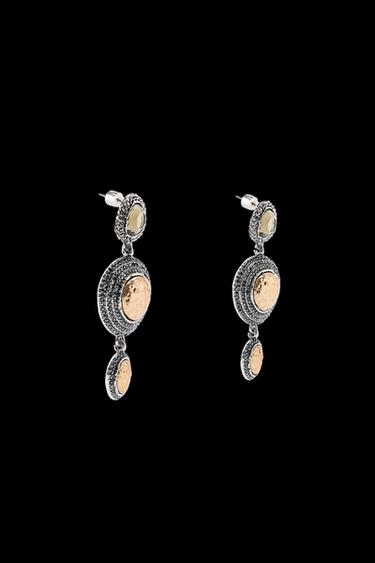 PENDIENTES TRIPLES JOYA TEXTURA - Oro / Plata de Zara