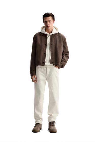 Zara TEXTURED WOOL BLEND JACKET - Earth - Image 0