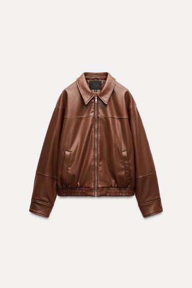 LEATHER EFFECT BOMBER JACKET - Leather by Zara - Image 0