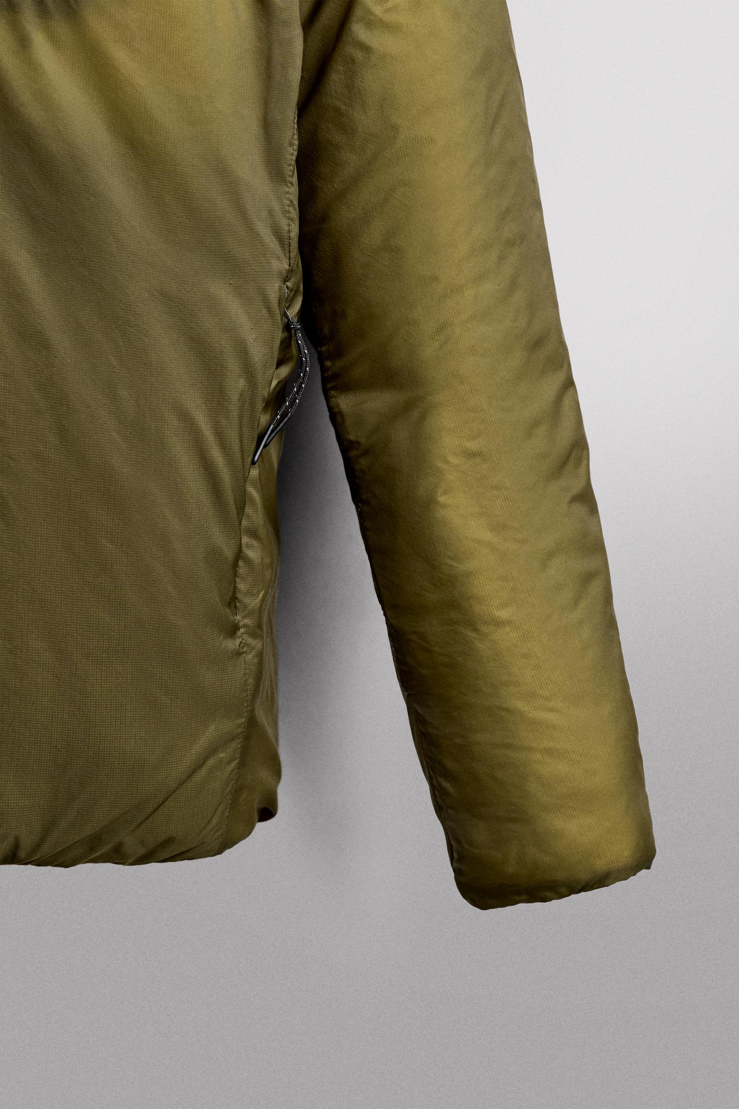Мужская куртка Zara Quilted Technical, цвет: Матовый зелёный — фото 8