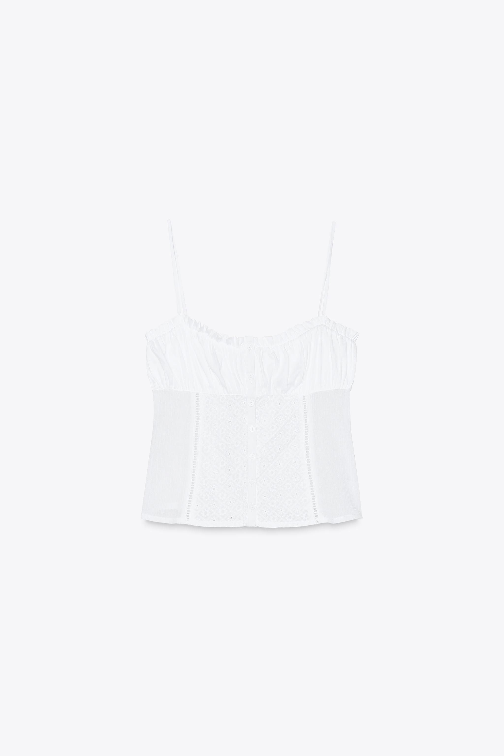 刺繍入りトップス - ホワイト | ZARA Japan / 日本