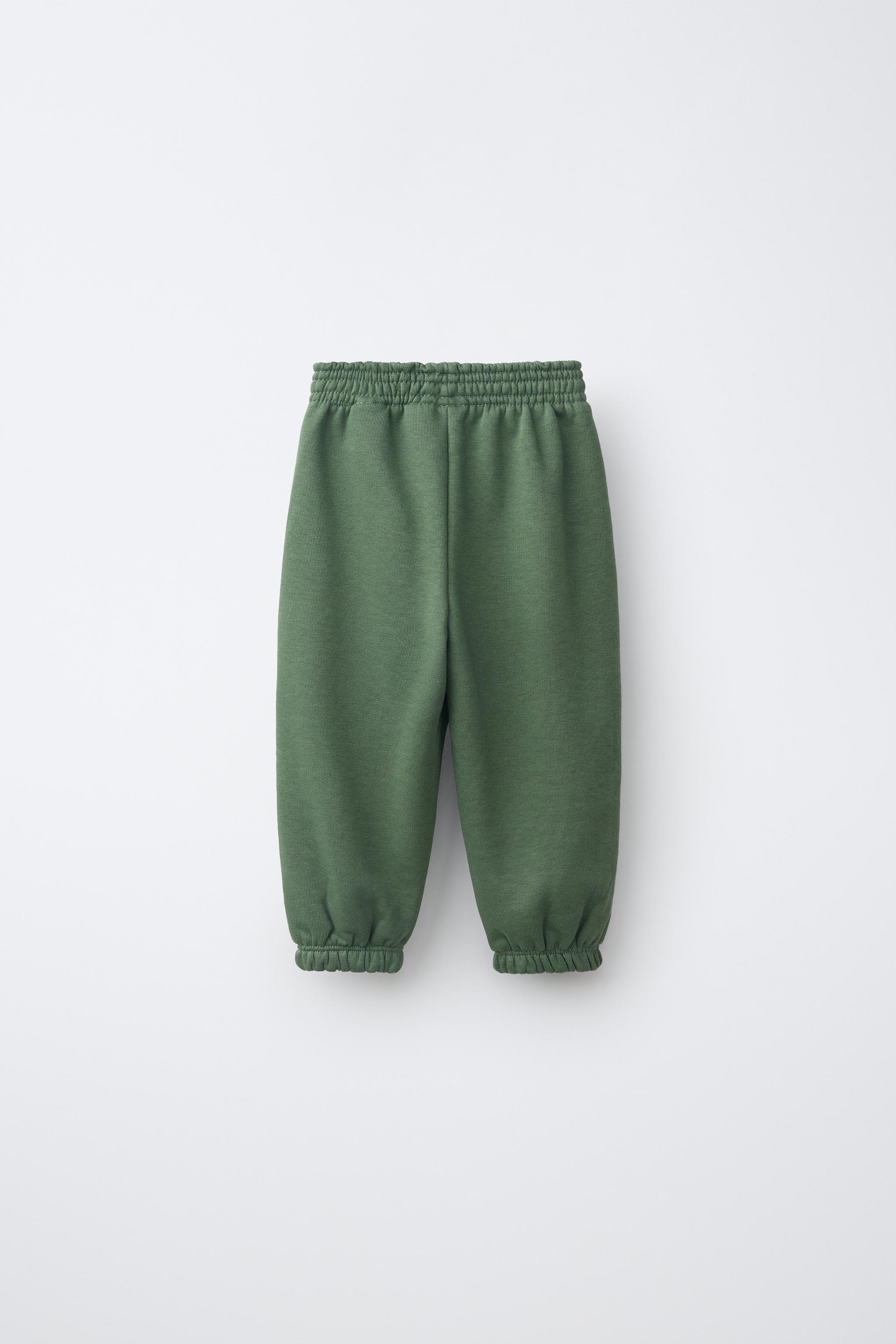 SOLID JOGGING PANTS — Mid-green