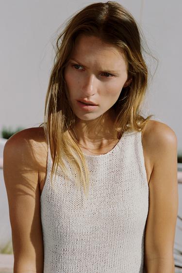 CHUNKY KNIT TOP - Ecru by Zara