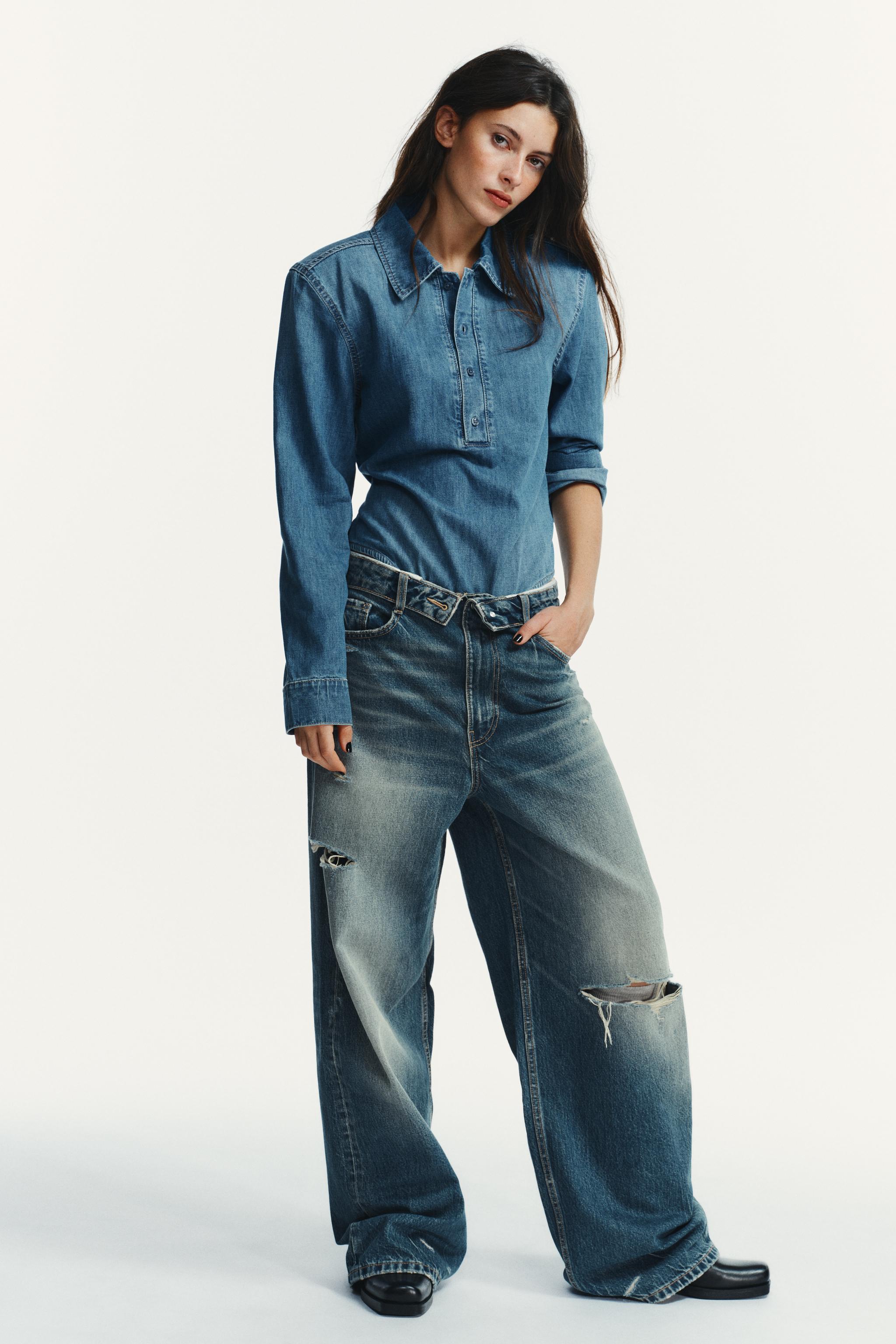 TRF MID-RISE FOLD-OVER WAISTBAND JEANS