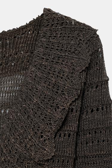 ROBE EN MAILLE POINTELLE À VOLANTS - Marron / Taupe de Zara - Image 8