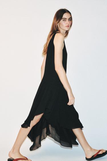 ROBE MI-LONGUE ASYMÉTRIQUE - Noir de Zara - Image 5