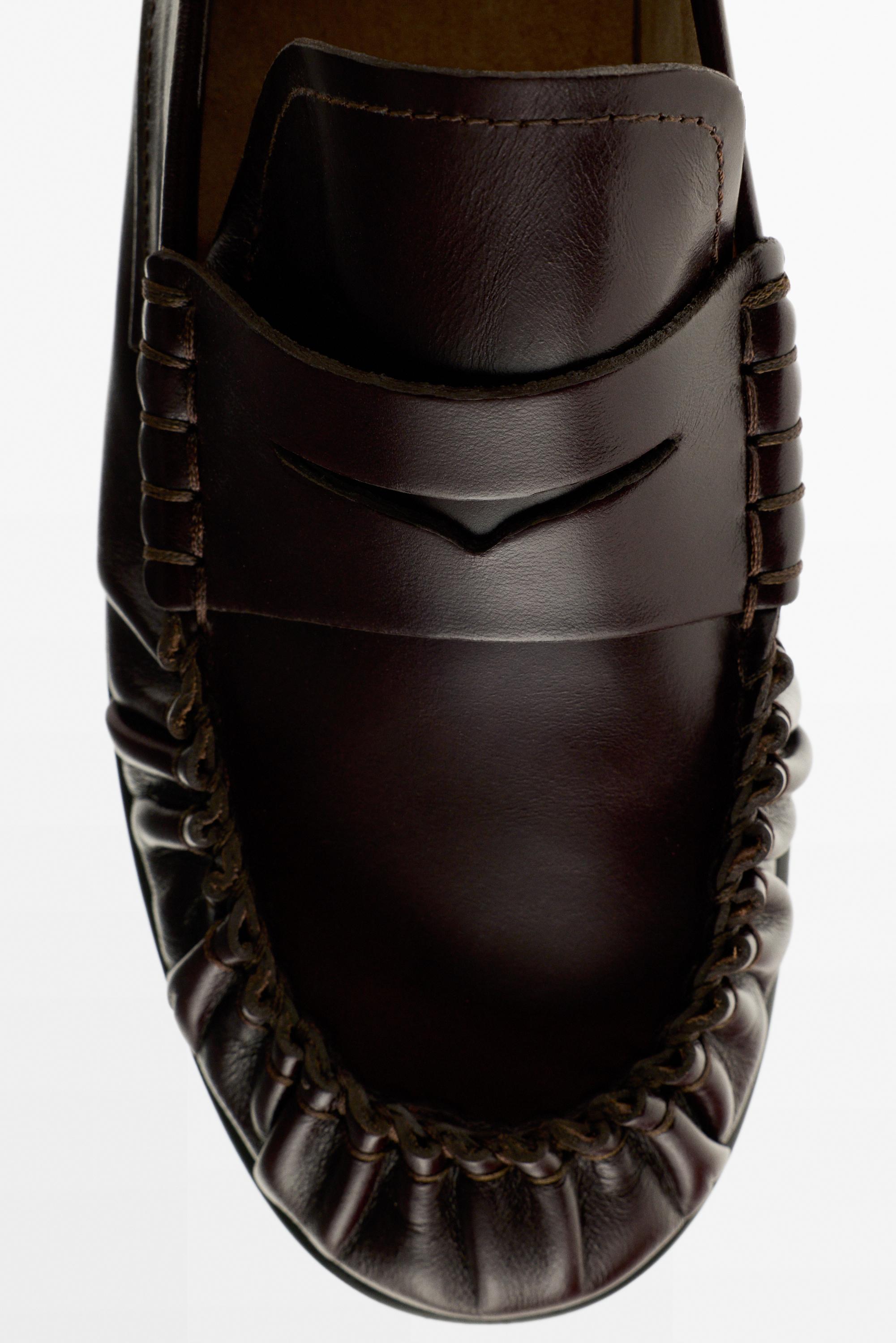 Shirred Leather Loafer - Brown | ZARA United States