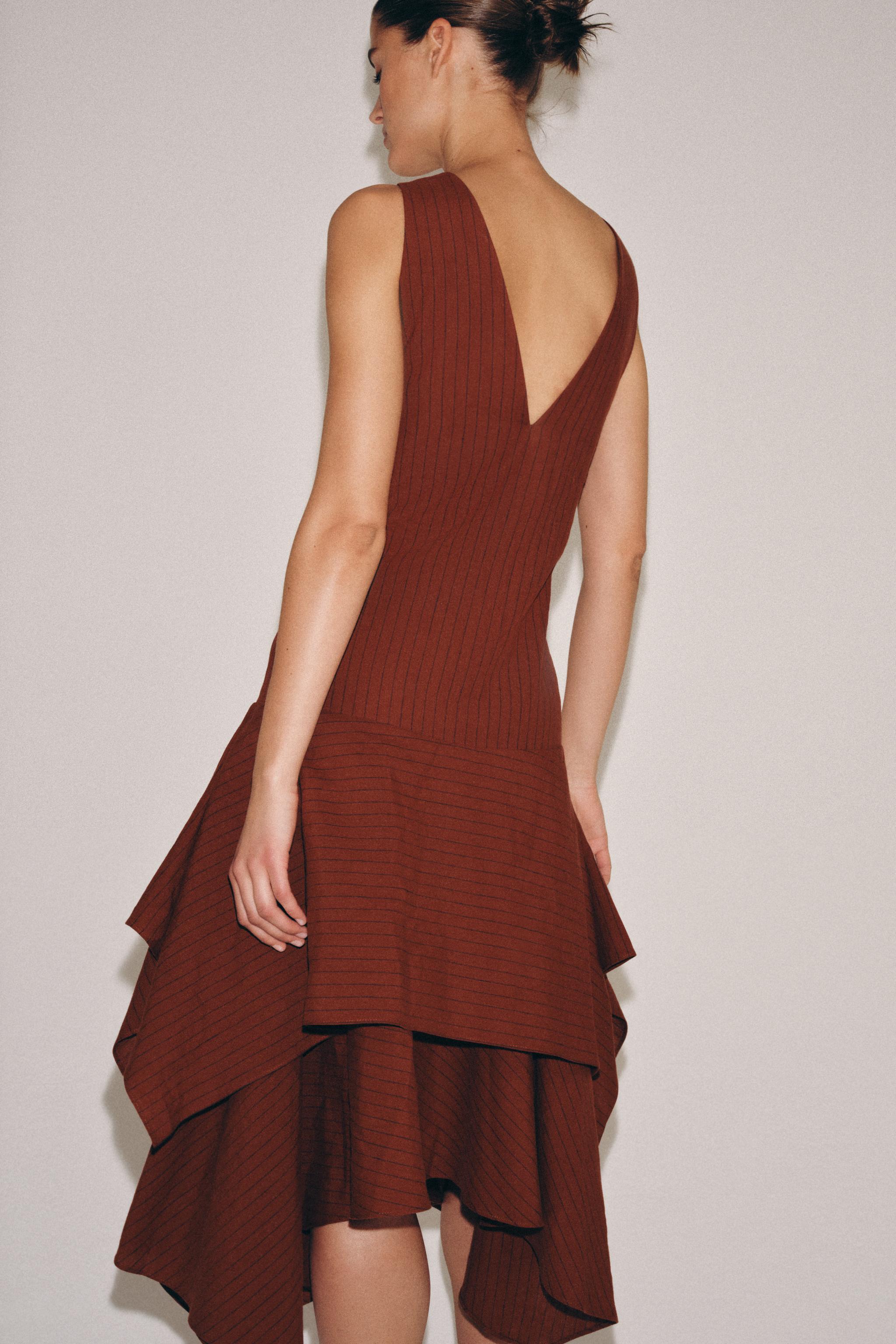 ASYMMETRIC STRIPED DRESS ZW COLLECTION
