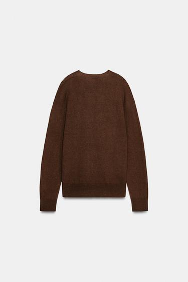 PULL 100% LAINE EXTRA-DOUX COL EN V - Marron de Zara - Image 6