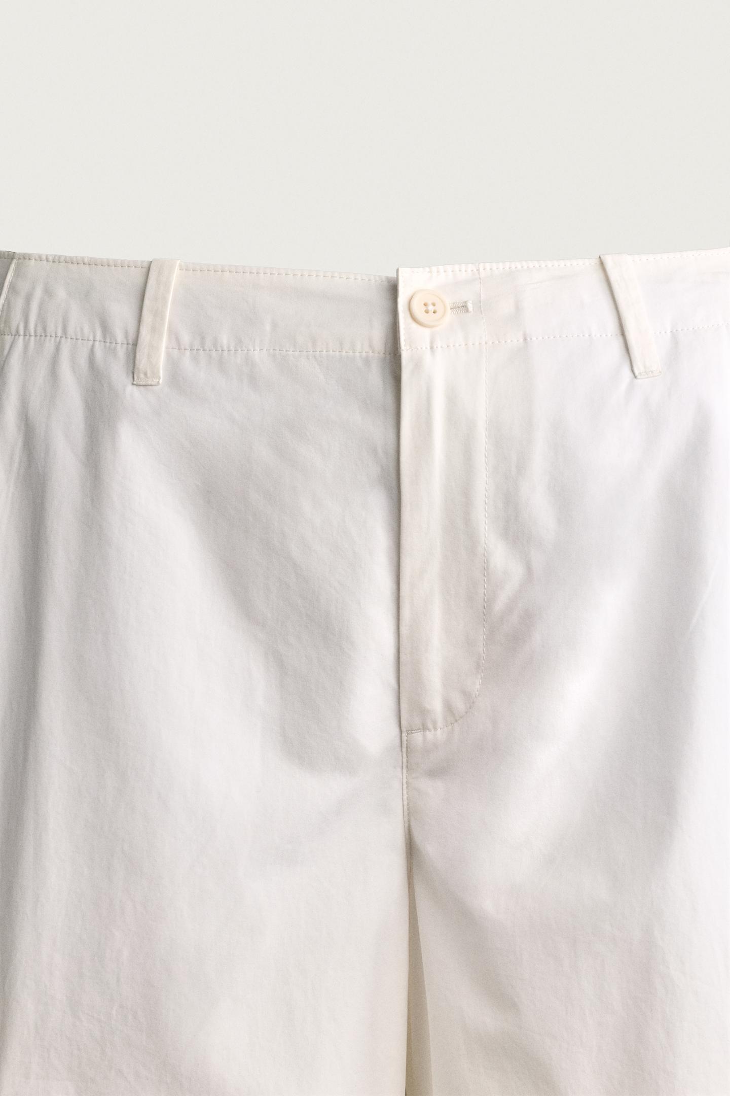 Мужские брюки Zara Relaxed Fit Cargo, цвет: Белый — фото 9