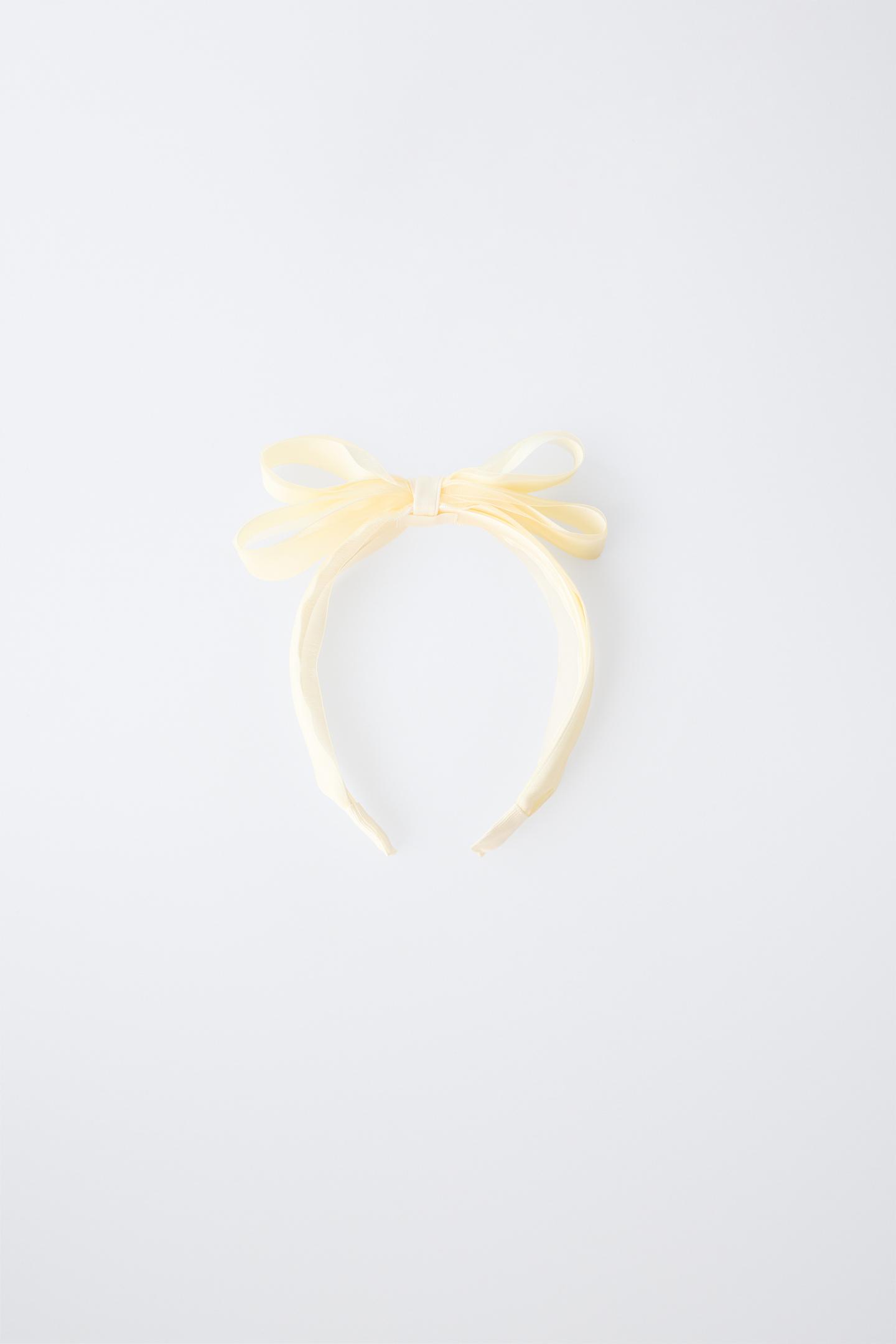 Детские аксессуары для волос Zara Organza Bow Headband, цвет: Экрю — фото 2