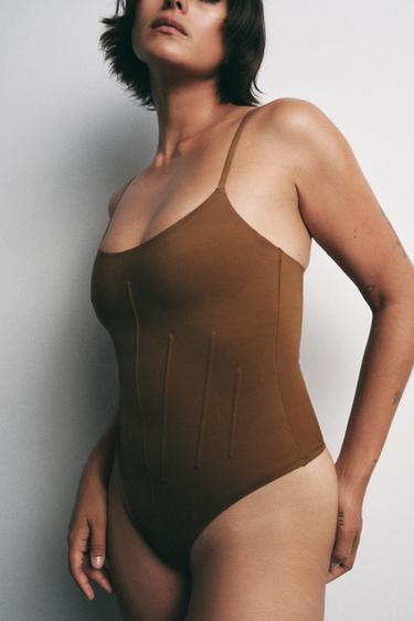 SHAPING BODYSUIT IN A POLYAMIDE BLEND - Toffee by Zara - Image 0