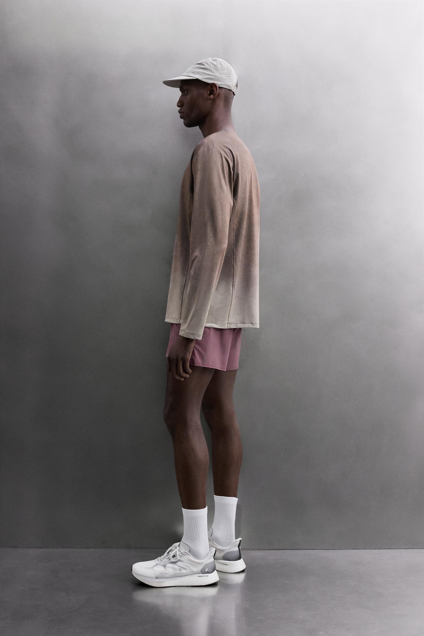 Мужская футболка Zara Gradient Technical Running, цвет: Бордовый — фото 4