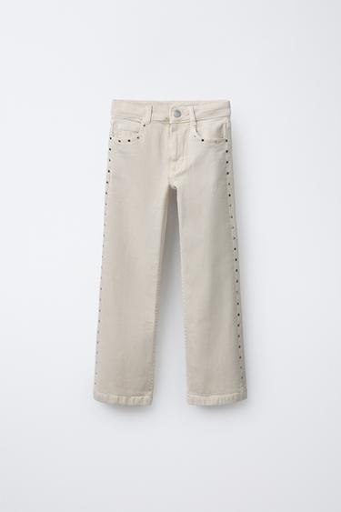 STUDDED FLARE TROUSERS - camel by Zara