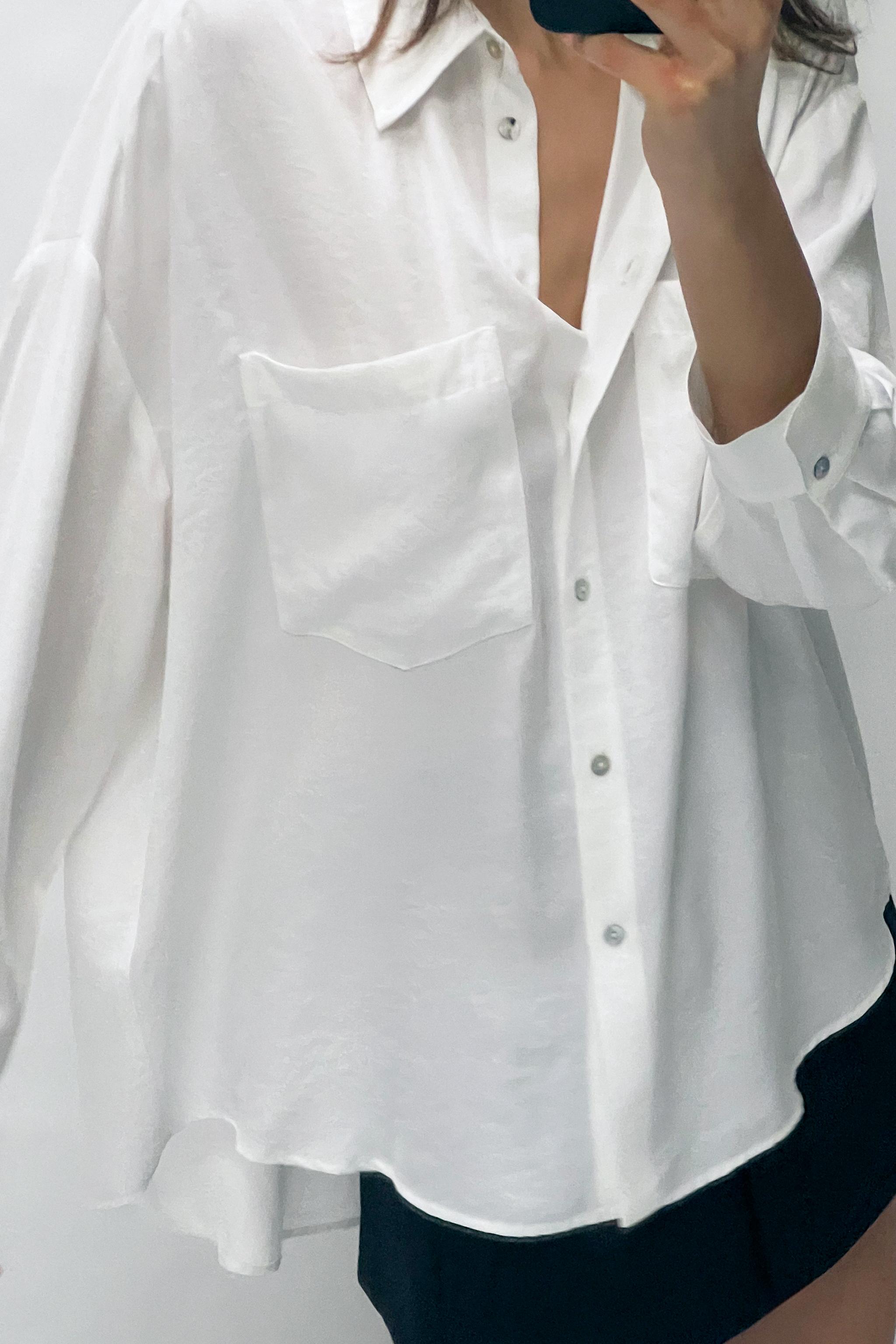 OVERSIZED SATIN EFFECT SHIRT - White | ZARA Canada