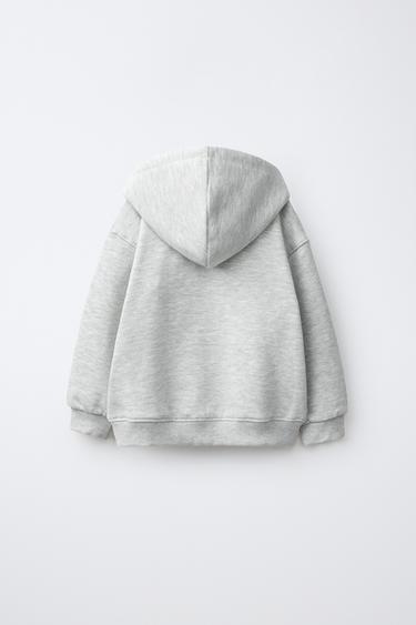 EMBROIDERED HOODIE ZIP-UP — Grey marl 2