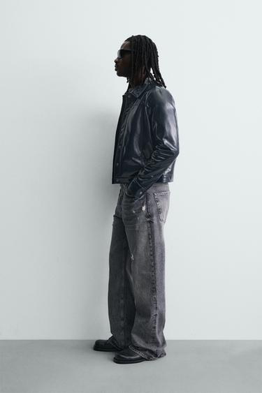 SURCHEMISE EFFET VINYLE - Bleu marine foncé de Zara - Image 3