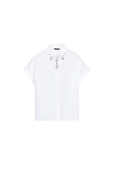 POPLIN SHIRT WITH JEWEL COLLAR