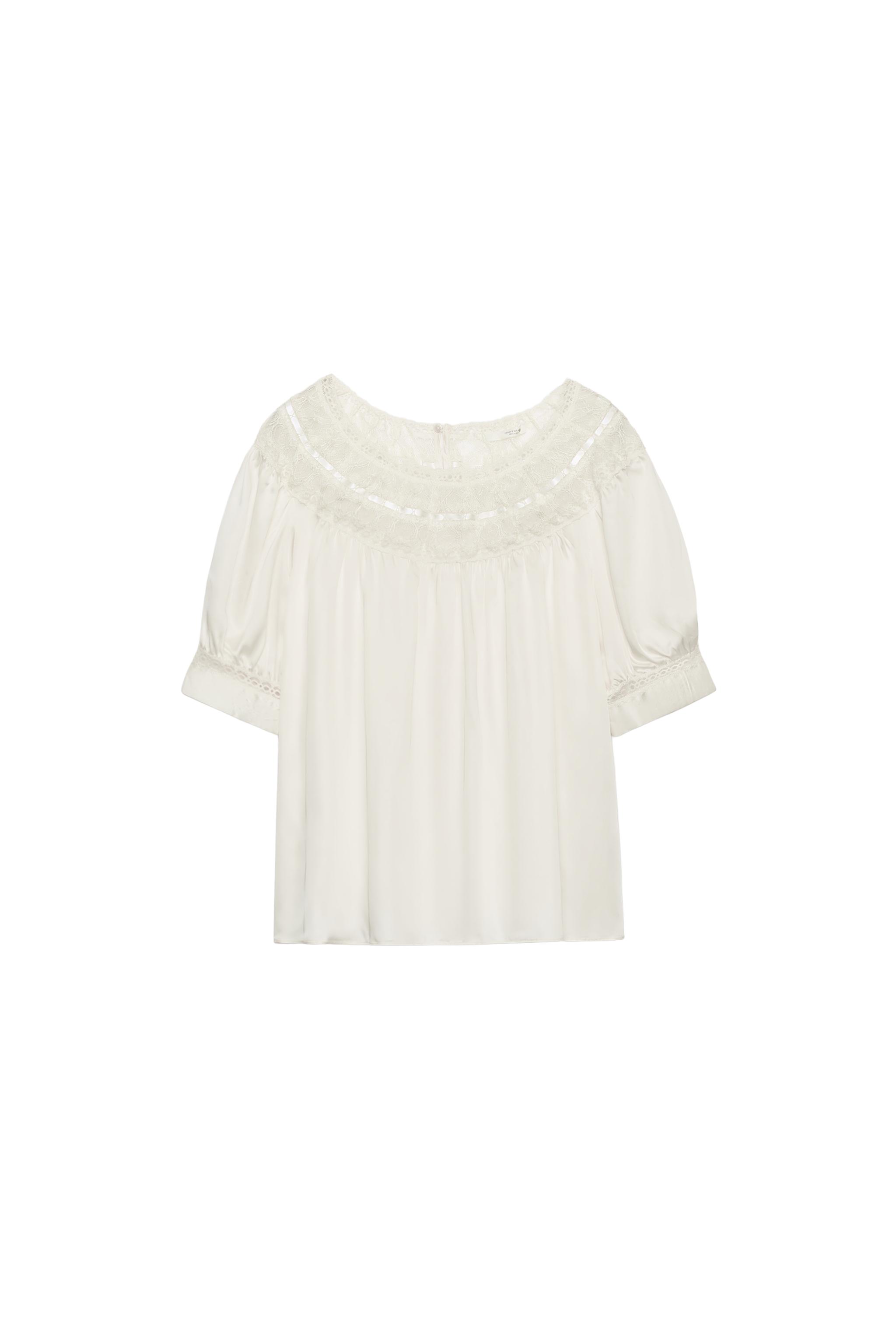 BLUSA MANGA CORTA ENCAJE ZW COLLECTION