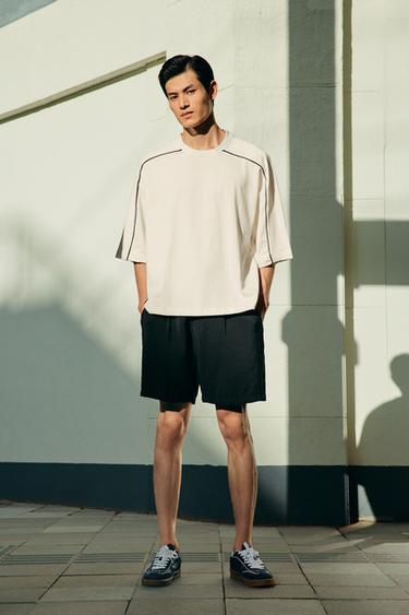 SWEATSHIRT WITH CONTRAST PIPING - Oyster-white by Zara