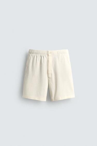 REGULAR FIT JOGGER BERMUDA SHORTS - Oyster-white by Zara