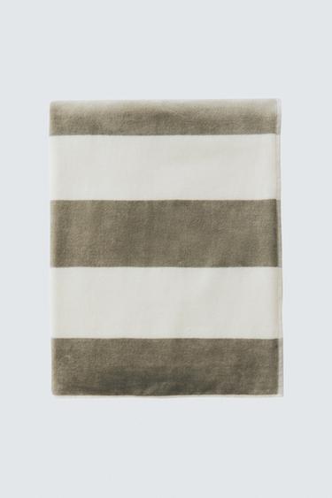 Zara STRIPED BEACH TOWEL - Gray green
