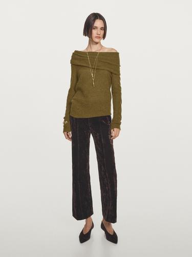 Jersey punto hombros descubiertos - Verde medio de Zara