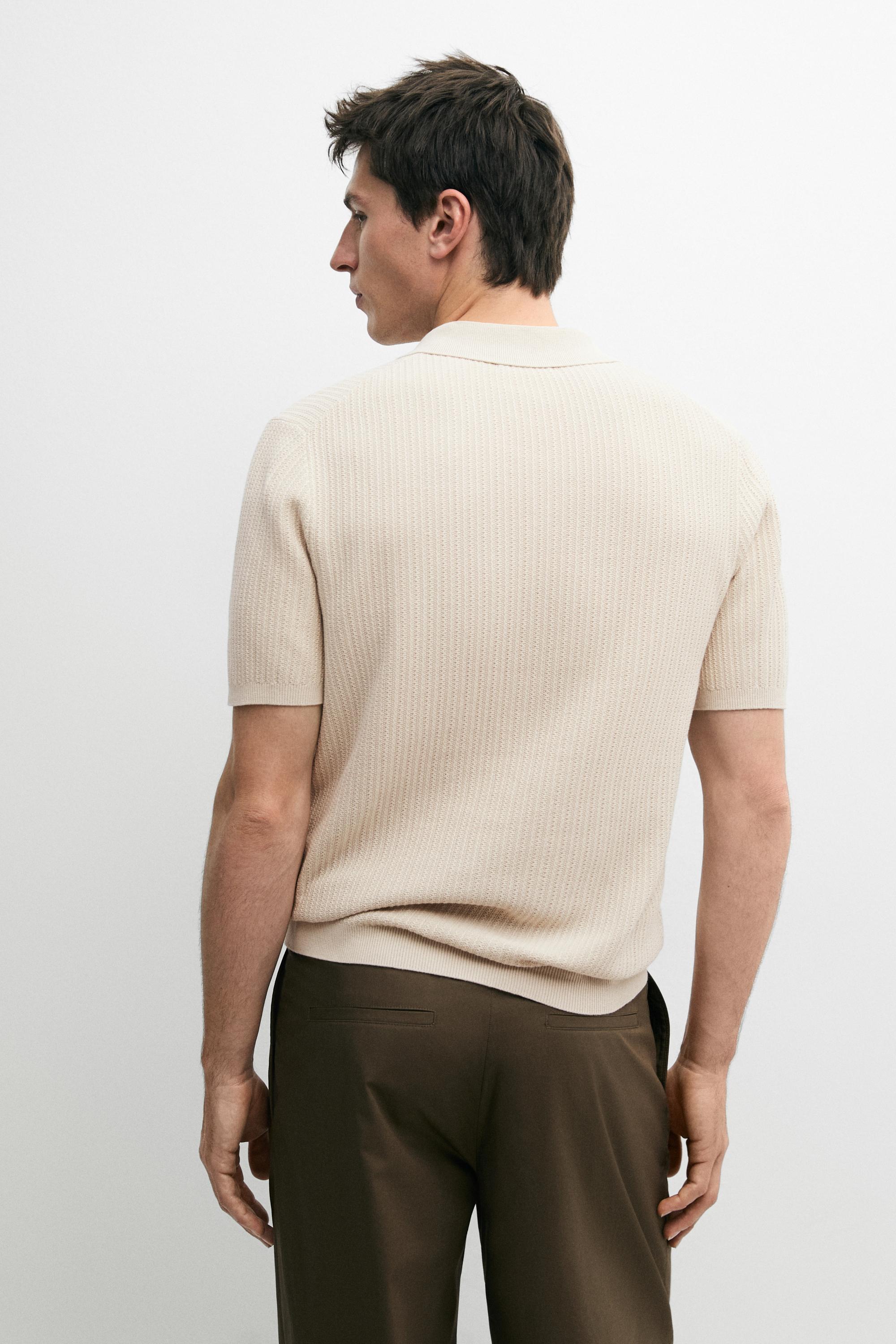 100% cotton textured knit polo sweater