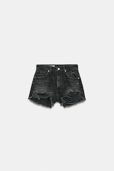 SHORT EN DENIM TRF CURVED TAILLE HAUTE - Noir de Zara - Image 4