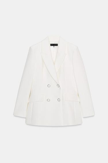 DOUBLE-BREASTED BLAZER WITH SHOULDER PADS - Oyster-white by Zara