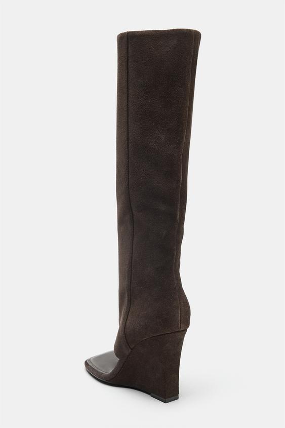 BOTTES OUVERTURE AVANT CUIR - Gris foncé de Zara - Image 4
