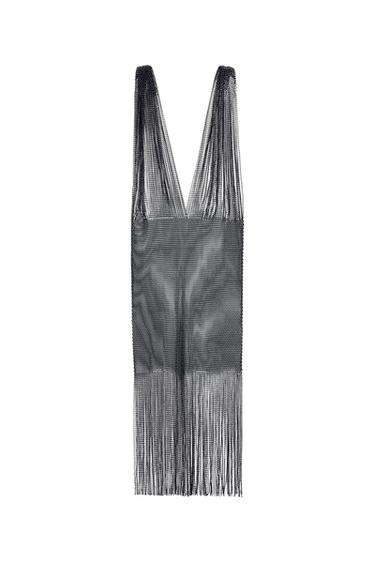 CASCADING DRESS WITH RHINESTONES
