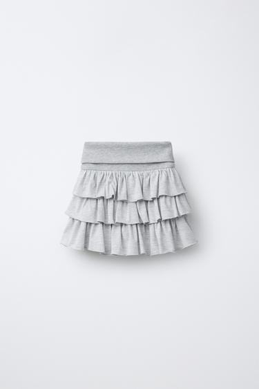 RUFFLED BERMUDA SKORT - Grey marl by Zara
