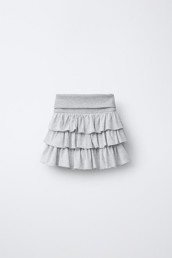 FALDA BERMUDA VOLANTES - Gris vigoré de Zara - Imagen 0