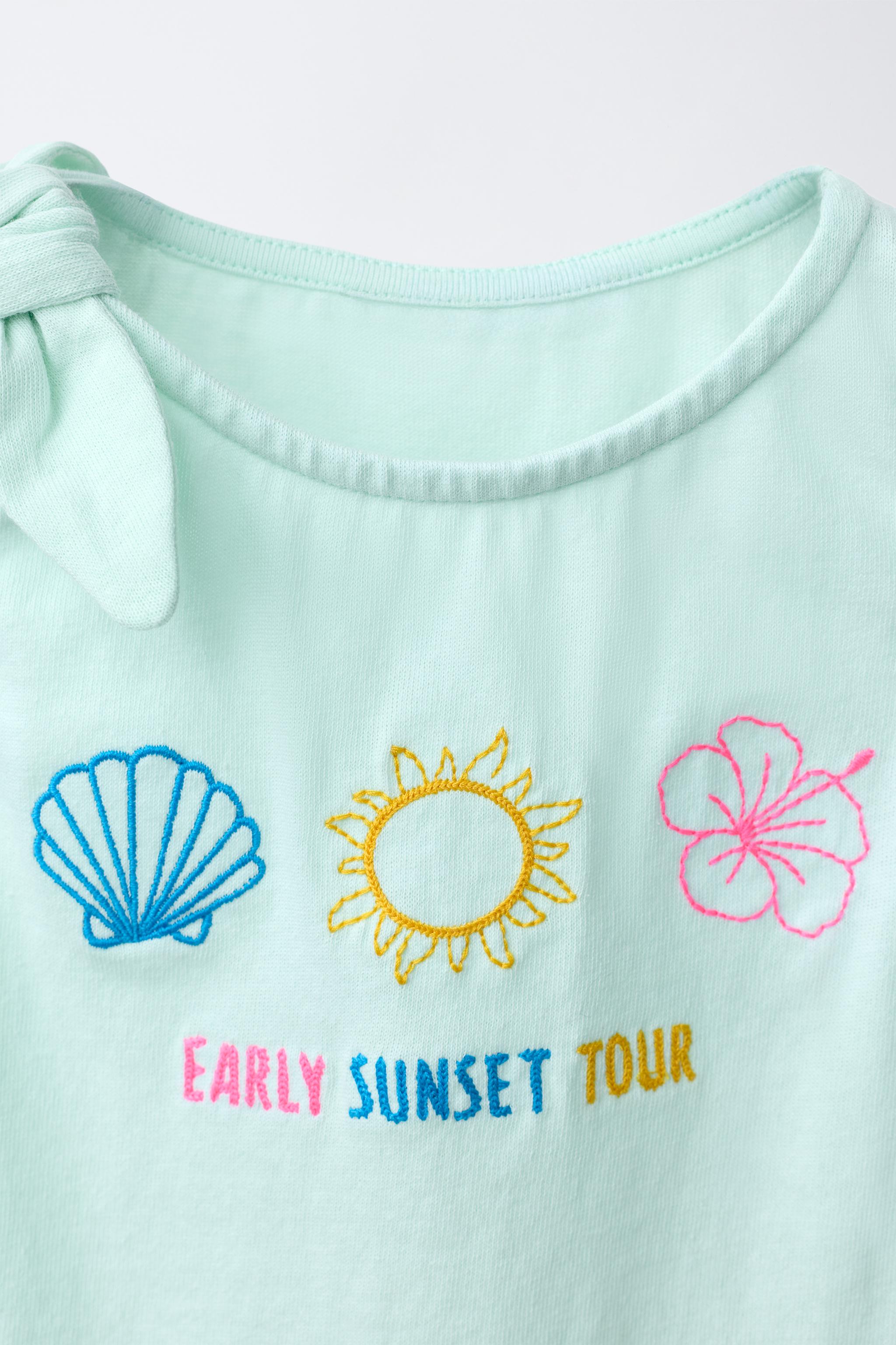 T-SHIRT NŒUD BRODERIES TROPICALES