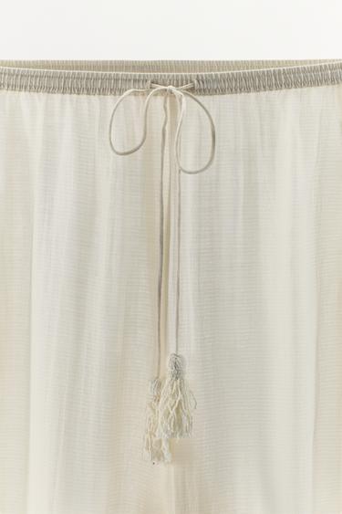 VISCOSE BLEND TROUSERS WITH LACE RUFFLE - Oyster-white by Zara - Image 13