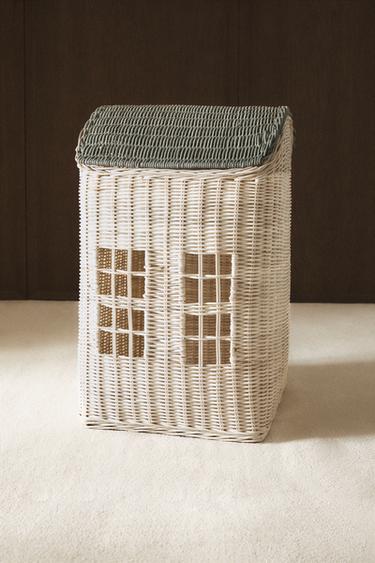 CHILDREN’S RATTAN HOUSE BASKET - Light beige by Zara
