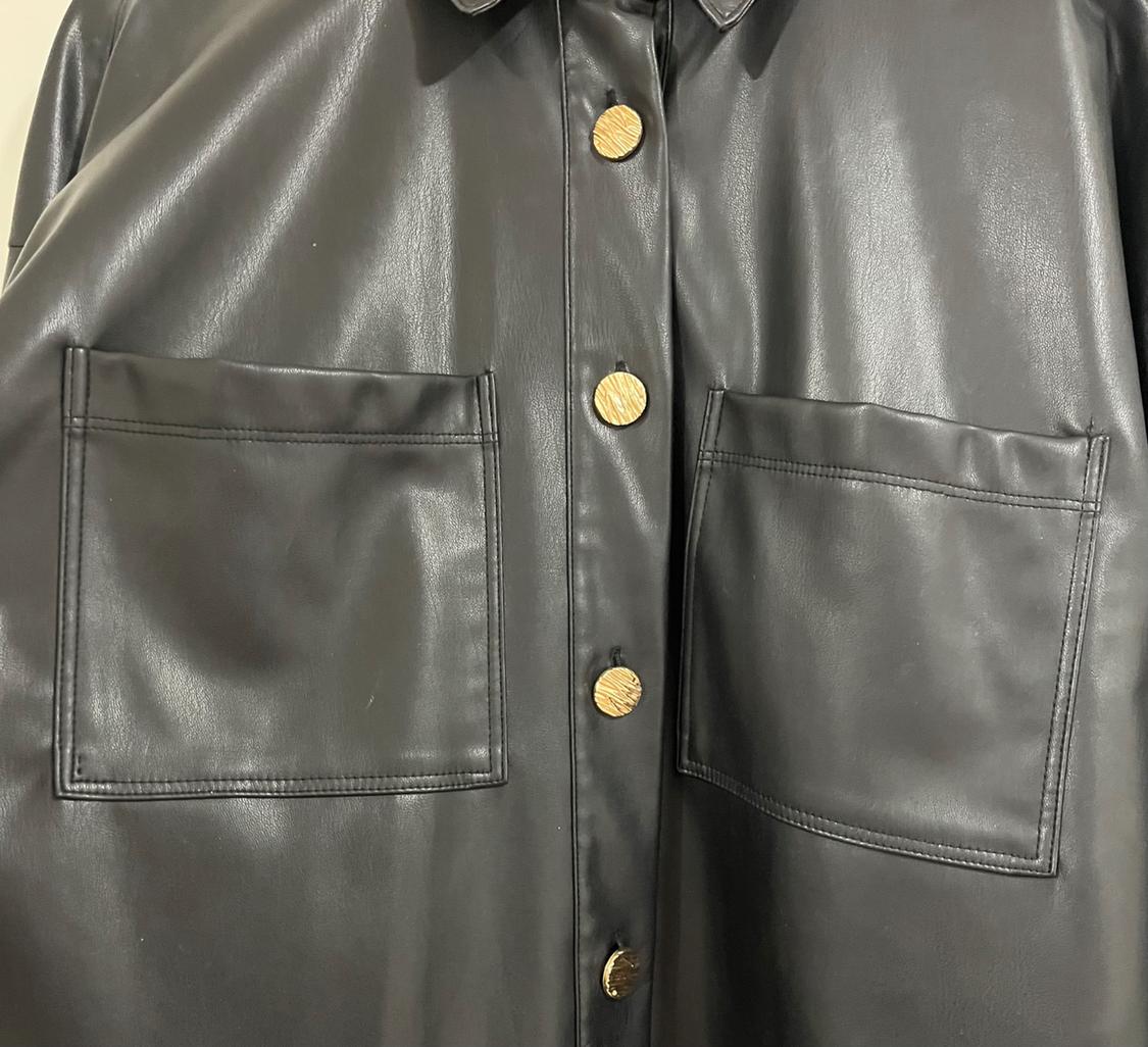 FAUX LEATHER OVERSHIRT WITH GOLDEN BUTTONS - Image 5