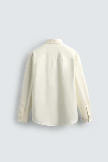 REGULAR FIT COTTON-SILK SHIRT - Oyster-white by Zara - Image 7