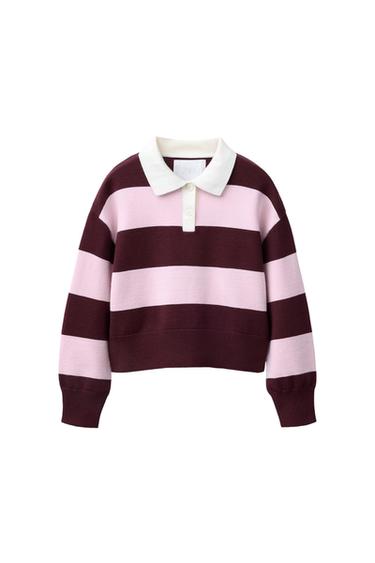 GESTREIFTES POLOSHIRT AUS STRICK - Rosa von Zara - Bild 0