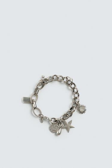 МЕТАЛЛИЧЕСКИЙ БРАСЛЕТ С ПОДВЕСКАМИ — СЕРЕБРИСТЫЙ от Zara