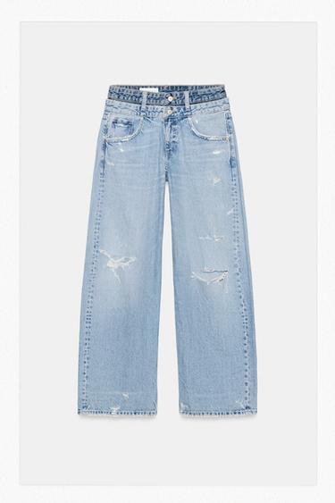 JEANS TRF RECTOS CINTURILLA DOBLE TIRO MEDIO - Celeste de Zara