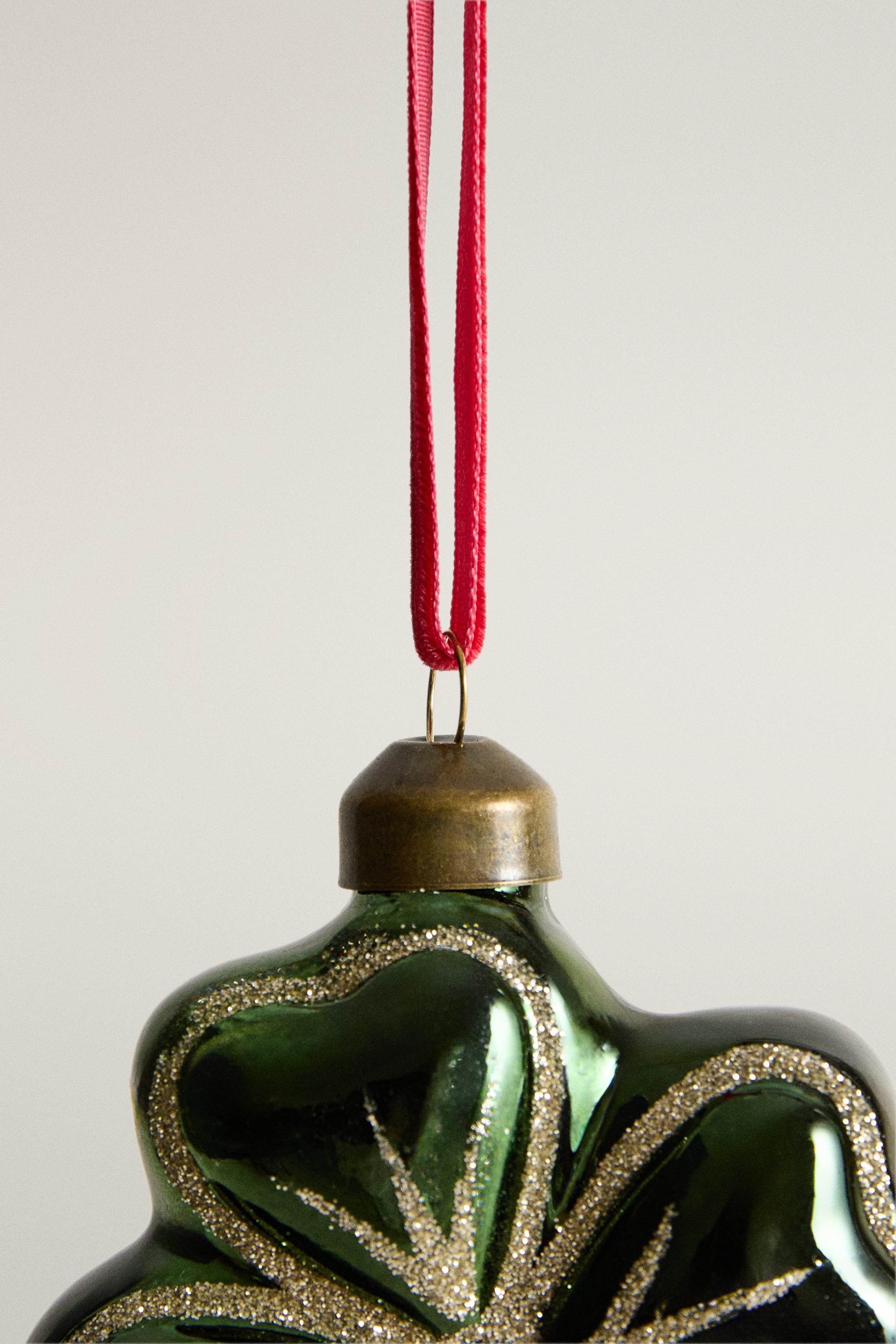 GLASS CLOVER CHRISTMAS TREE DECORATION